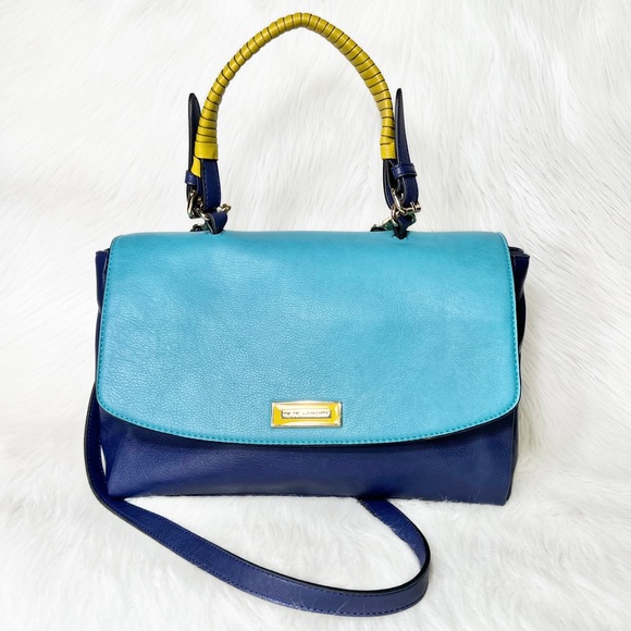 Kate Landry Handbags - Kate Landry Colorblock Blue Yellow Aqua Satchel Handbag